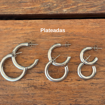 Aretes Arracadas Plateadas Basicas Acero Inoxidable