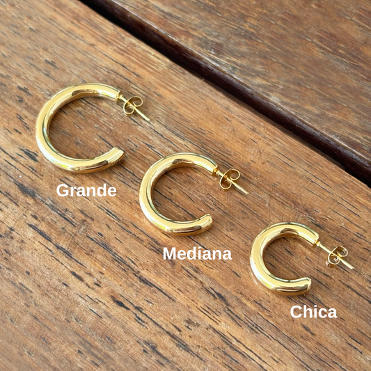 Aretes Arracadas Doradas Acero Inoxidable