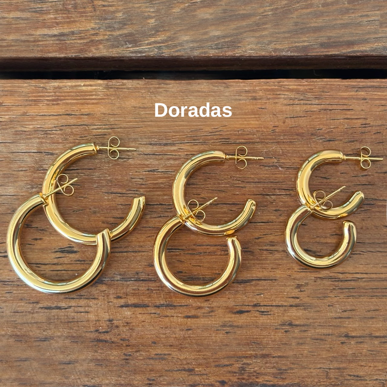 Aretes Arracadas Doradas Acero Inoxidable