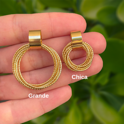 Aretes Aros Dorados Acero Inoxidable