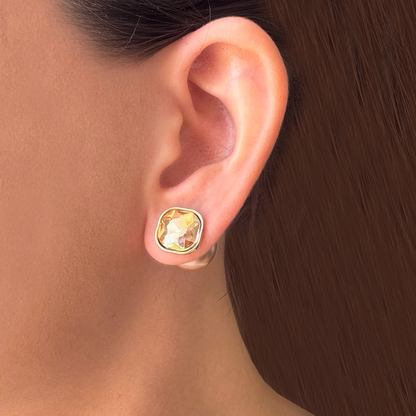Aretes Dorados Dos Vistas Perla