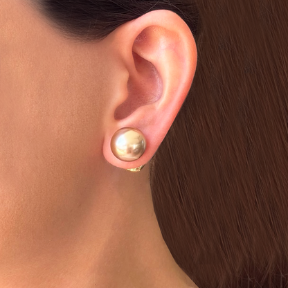 Aretes Dorados Dos Vistas Perla