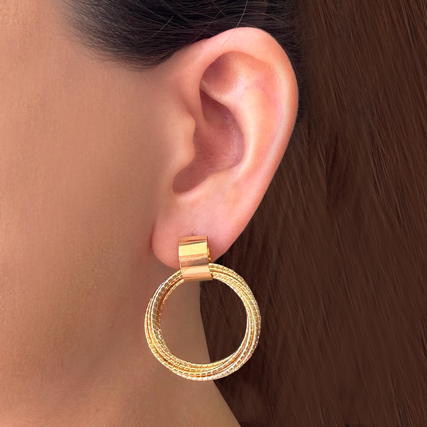 Aretes Aros Dorados Acero Inoxidable