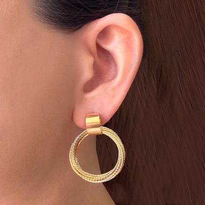 Aretes Aros Dorados Acero Inoxidable