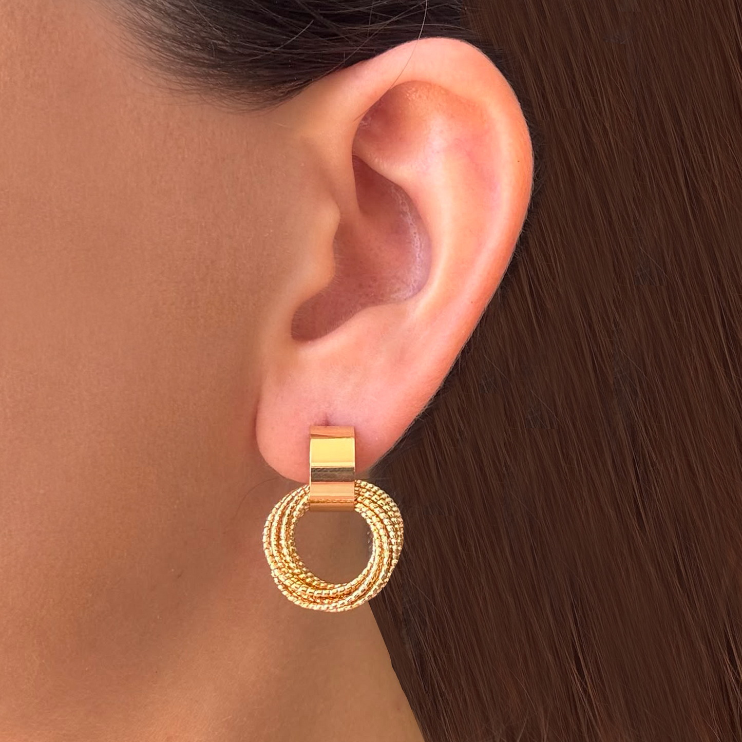 Aretes Aros Dorados Acero Inoxidable