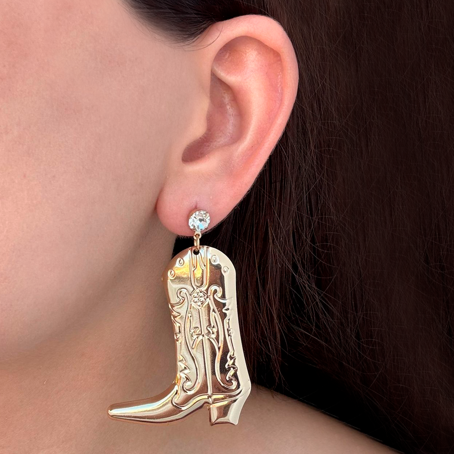 Aretes Dorados Botas  Vaqueras