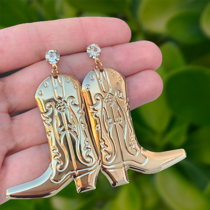Aretes Dorados Botas  Vaqueras