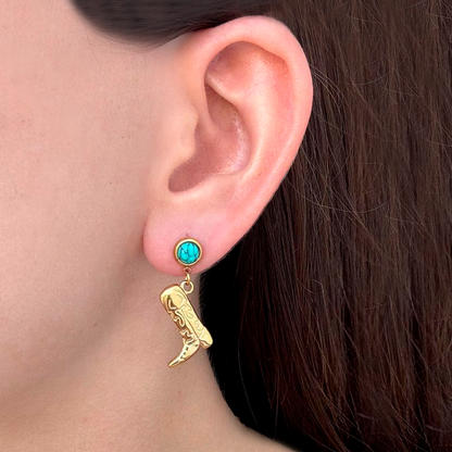 Aretes Dorados Botas Acero Inoxidable