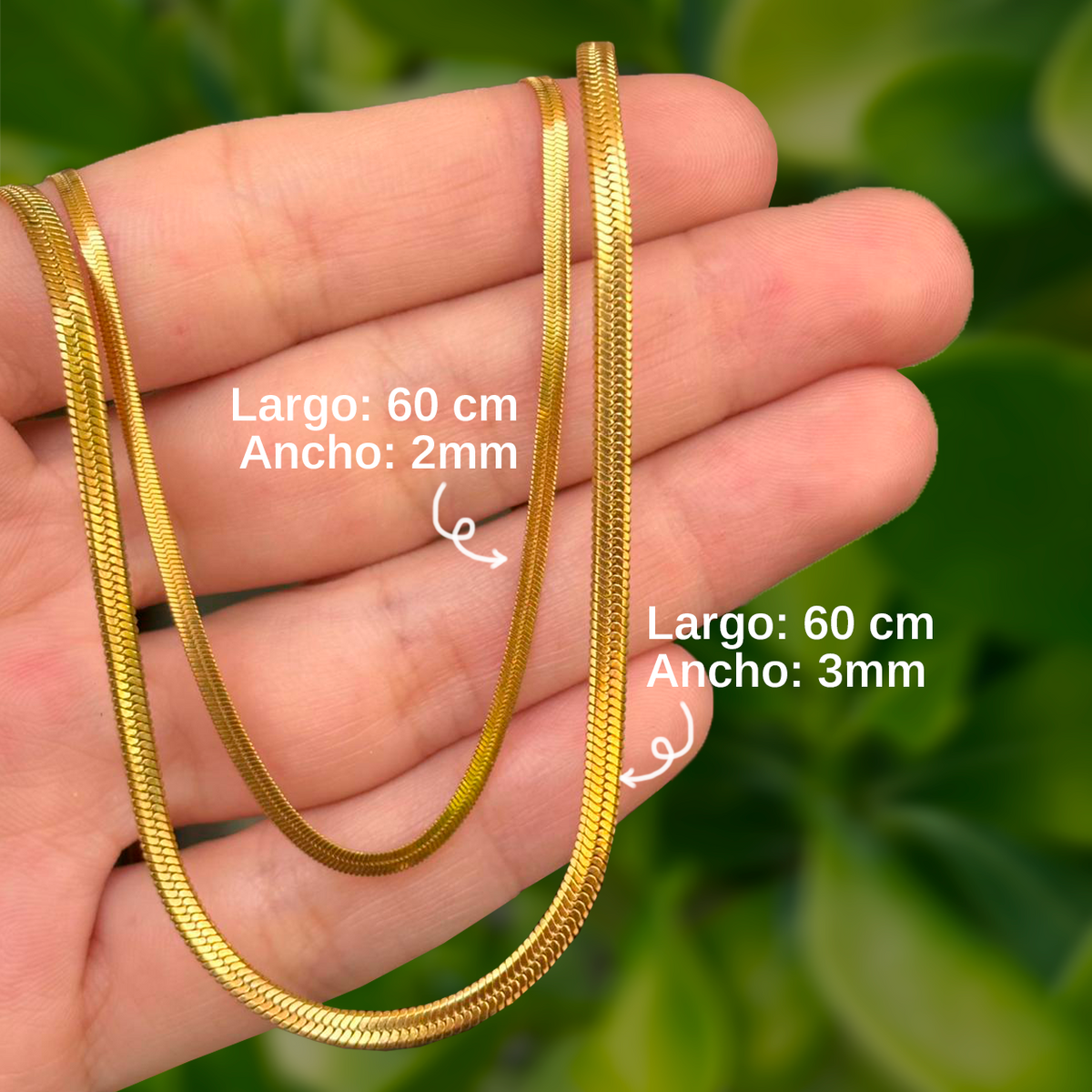 Collar Dorado Cadena Larga Plana Acero Inoxidable