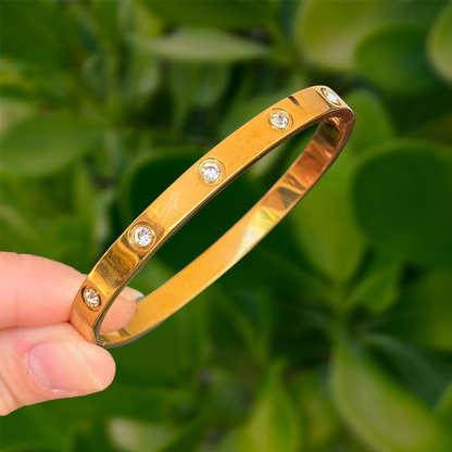 Pulsera Dorada Zirconias Acero Inoxidable