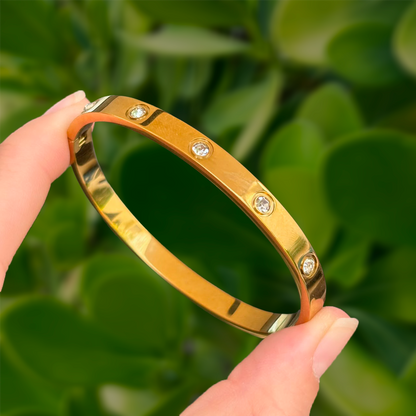 Pulsera Dorada Zirconias Acero Inoxidable
