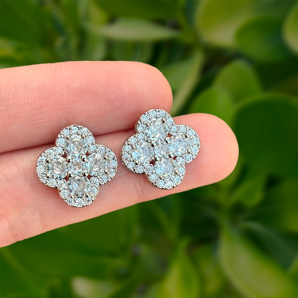 Aretes Plateados Trebol Zirconias Chapa de Oro
