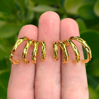 Aretes Dorados Semi Arracada Chapa de Oro