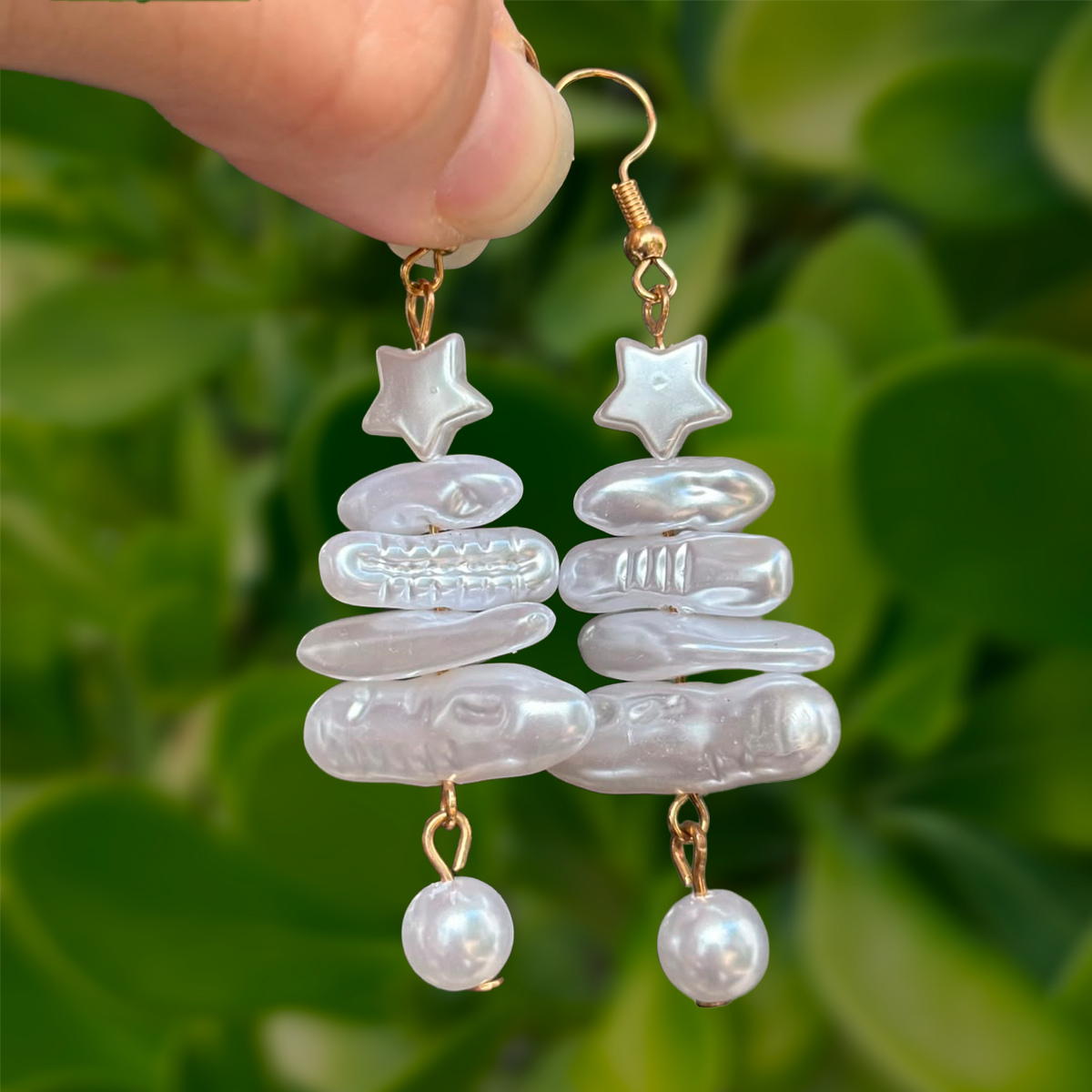 Aretes Blancos Arbol Navidad