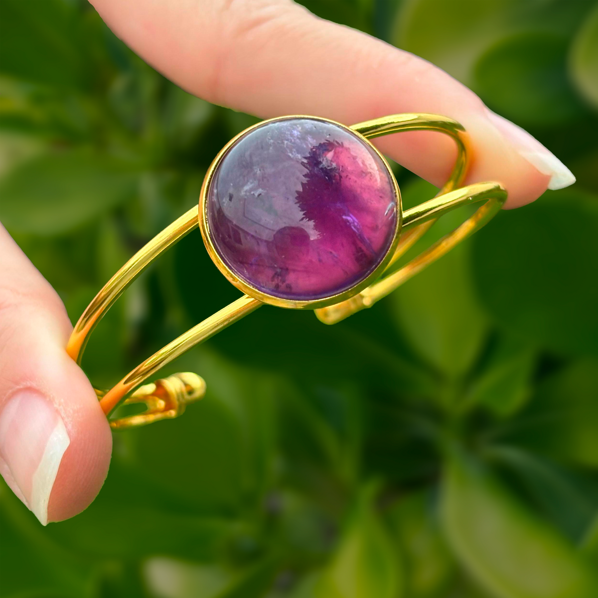 Pulsera Dorada Bola Morada