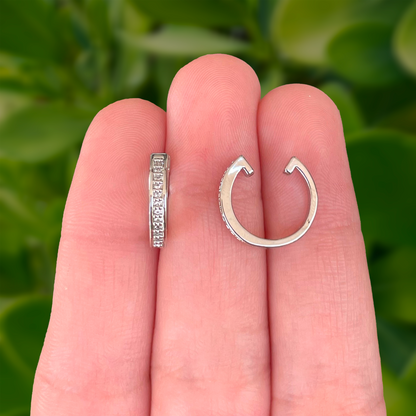 Aretes Earcuff Plateada con Zirconias Chapa de Oro