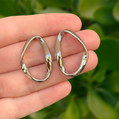 Aretes Plateados Irregulares Acero Inoxidable