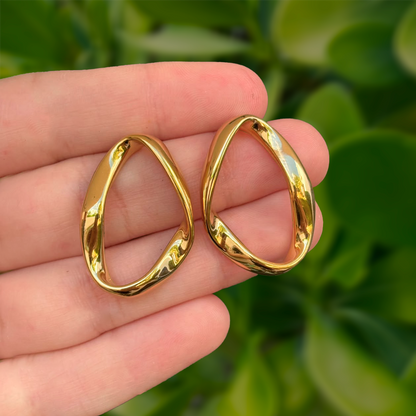 Aretes Dorados Irregulares Acero Inoxidable