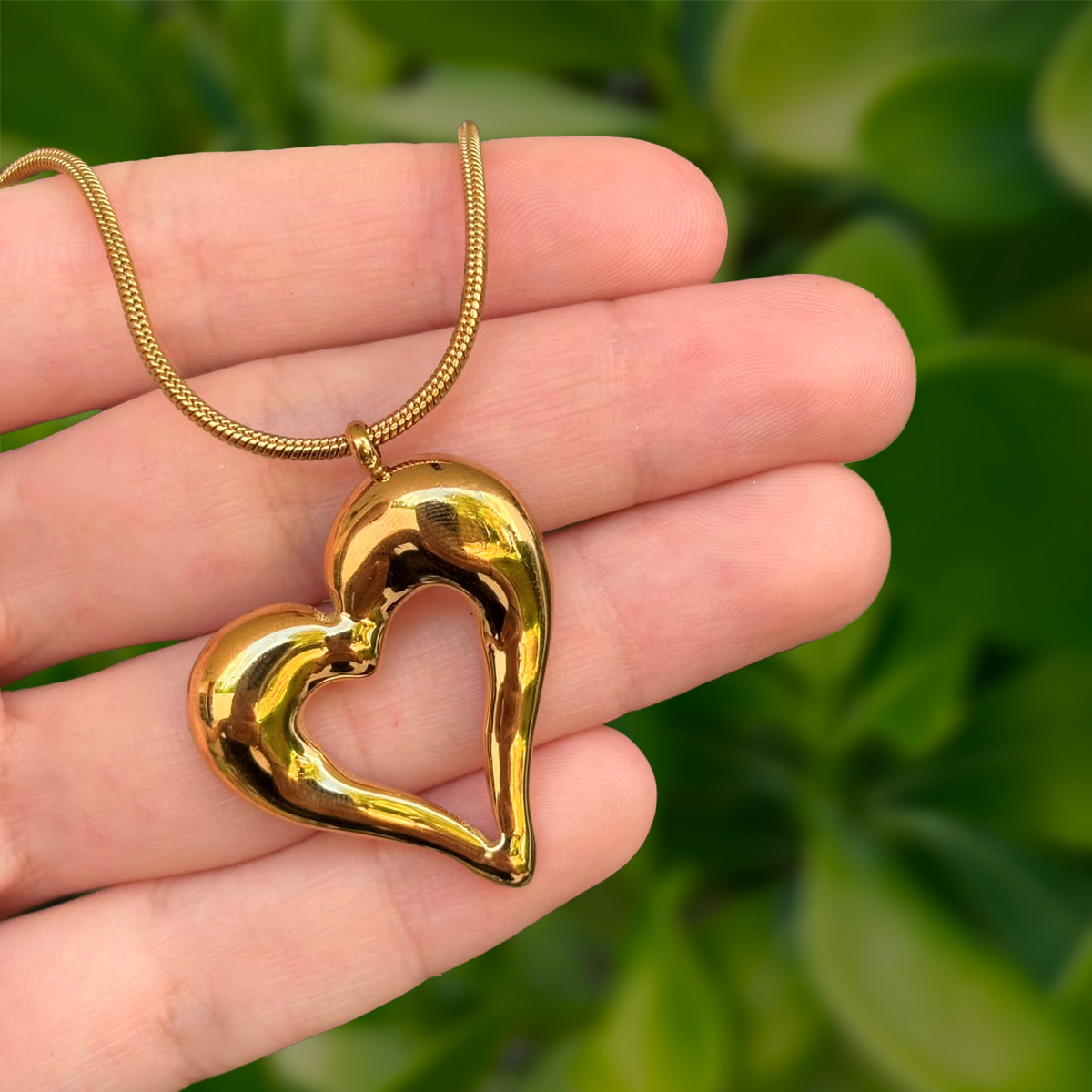 Collar Dorado Corazon Acero Inoxidable