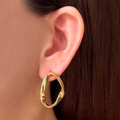 Aretes Dorados Irregulares Acero Inoxidable