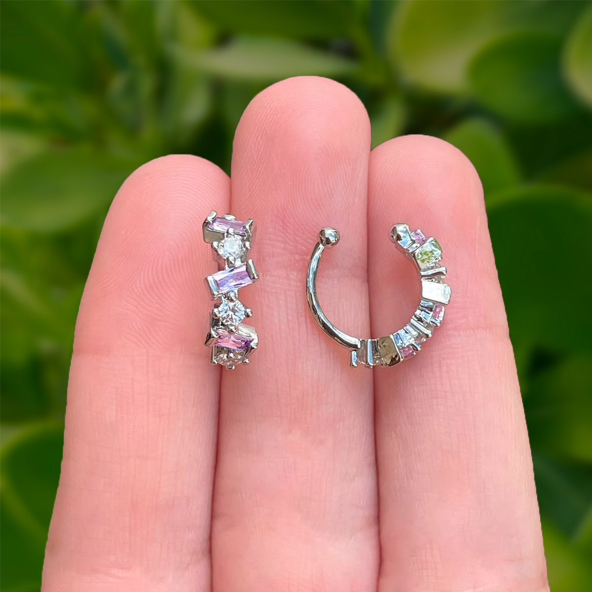 Ear Cuff Plateado Zirconias Chapa de Oro