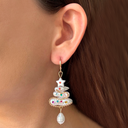 Aretes Blancos Arbol Navidad