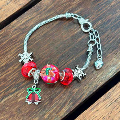 Pulsera Plateada Charms Navideños