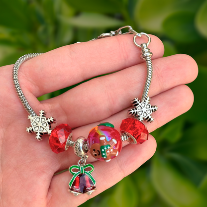 Pulsera Plateada Charms Navideños