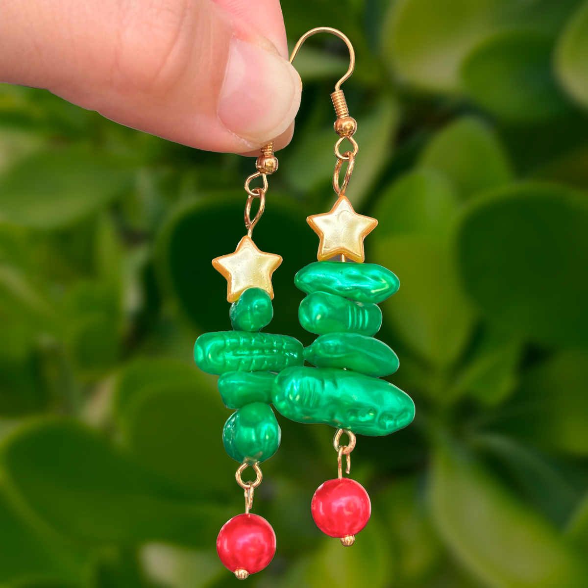 Aretes Verdes Arbol Navidad