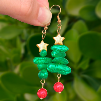Aretes Verdes Arbol Navidad