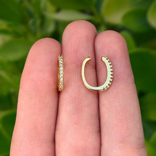 Aretes Earcuff Dorados Zirconias Chapa de Oro