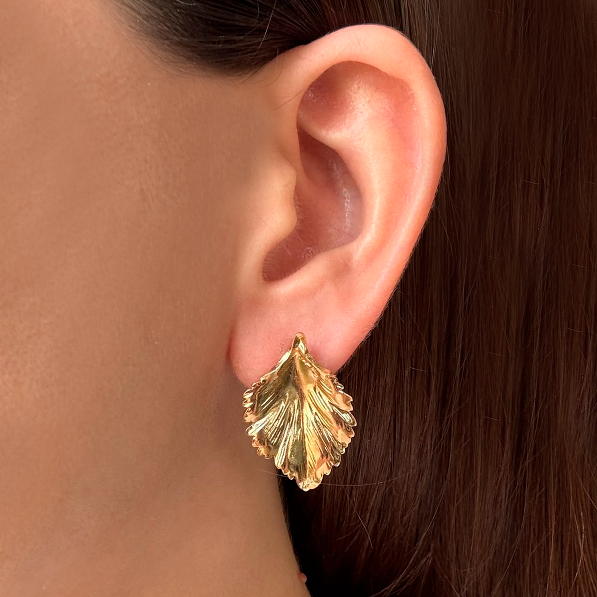 Aretes Dorados Hoja Acero Inoxidable