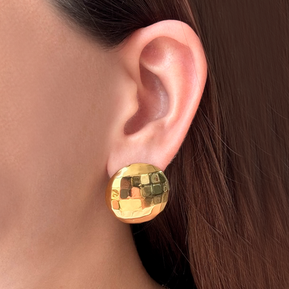 Aretes Dorados Redondos Acero Inoxidable