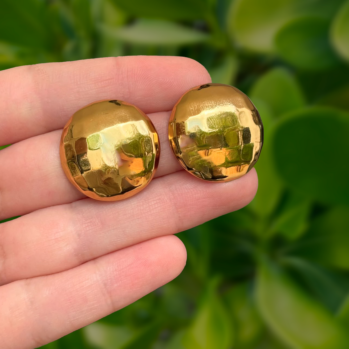Aretes Dorados Redondos Acero Inoxidable