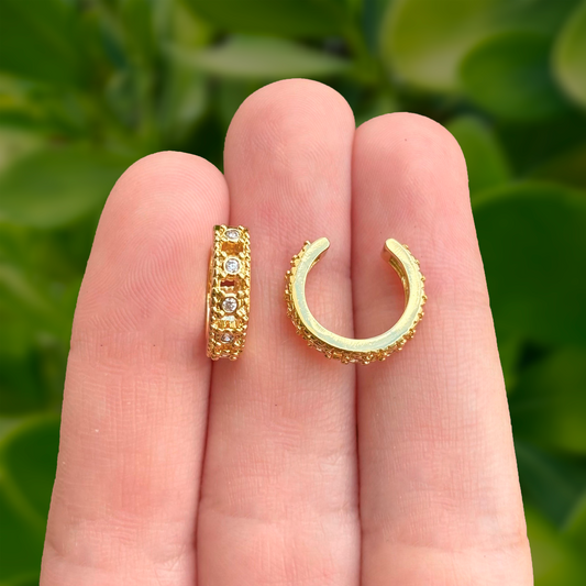 Aretes Earcuff Dorados Zirconia Chapa de Oro
