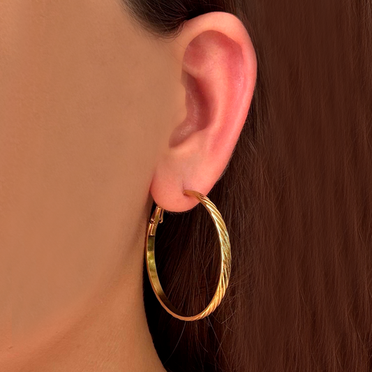 Aretes Arracada Dorada Acero Inoxidable