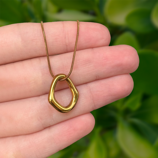 Collar Dorado Aro Irregular Acero Inoxidable