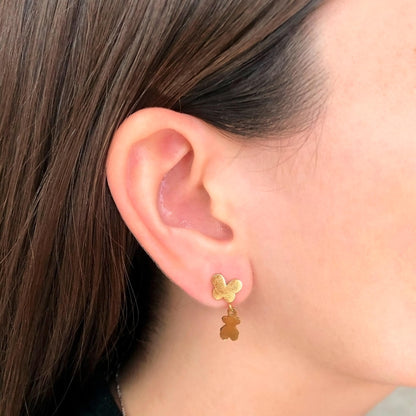 Aretes Mariposa Oso Dorado Acero Inoxidable 1U3
