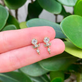 Aretes Dorado Zirconia Blanca Chapa de Oro Az154