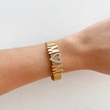 Pulsera Dorada MAMA Corazon Acero Inoxidable 3j8