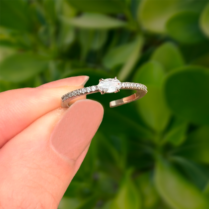 Anillo Plateado Zirconias Ajustable Chapa de Oro Az183