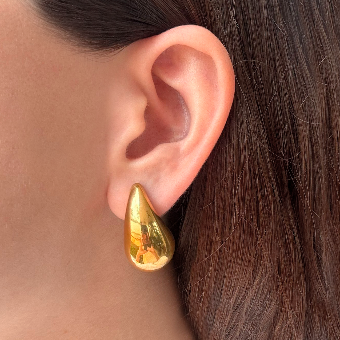 Aretes Gota Doradas Acero Inoxidable  4cm  R20