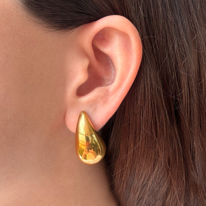 Aretes Gota Doradas Acero Inoxidable  4cm  R20