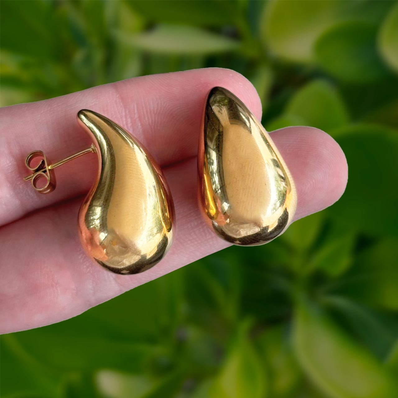 Aretes Gota Doradas Acero Inoxidable  4cm  R20