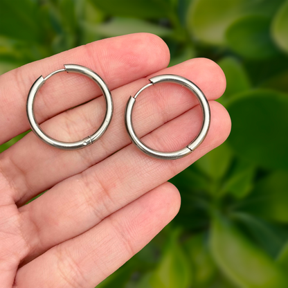 Aretes Arracadas Plateado Basic Acero Inoxidable