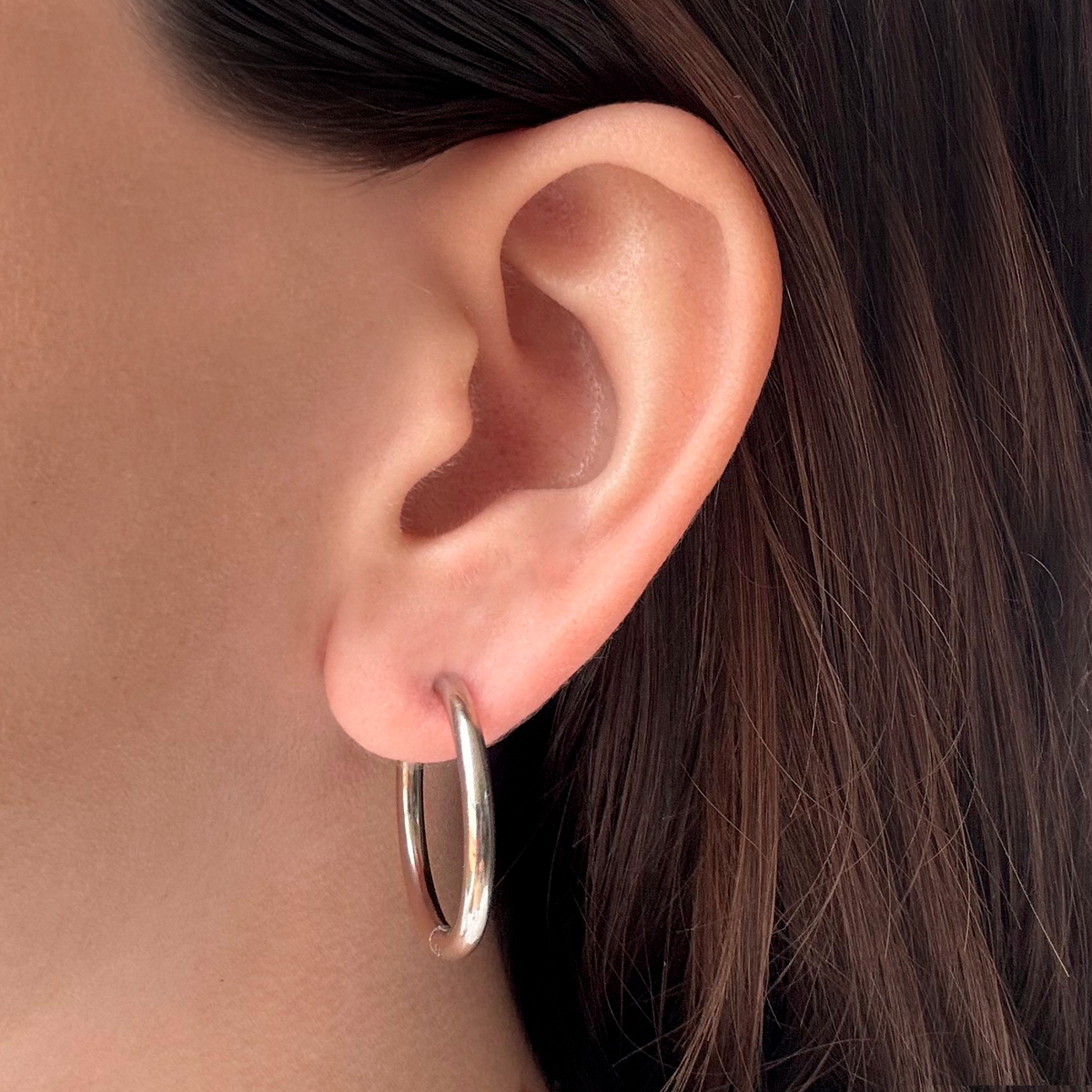 Aretes Arracadas Plateado Basic Acero Inoxidable
