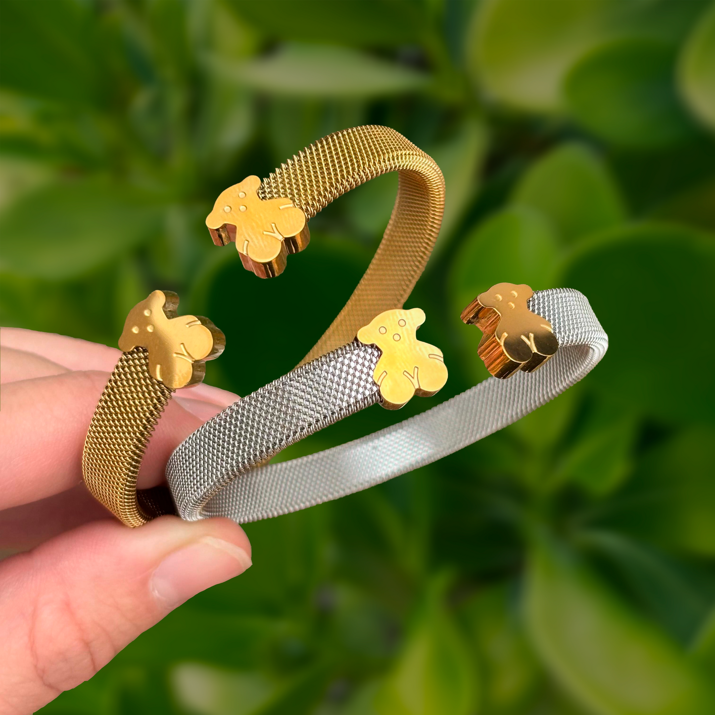 Pulsera Dorada Osos Acero Inoxidable 1X8