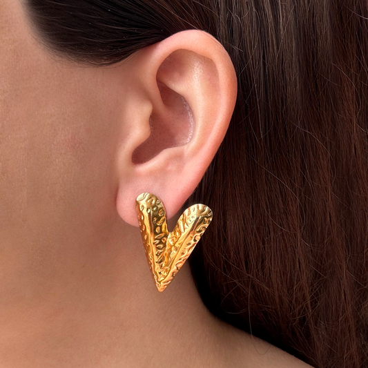 Aretes Dorados Corazón  Acero Inoxidable  1B5