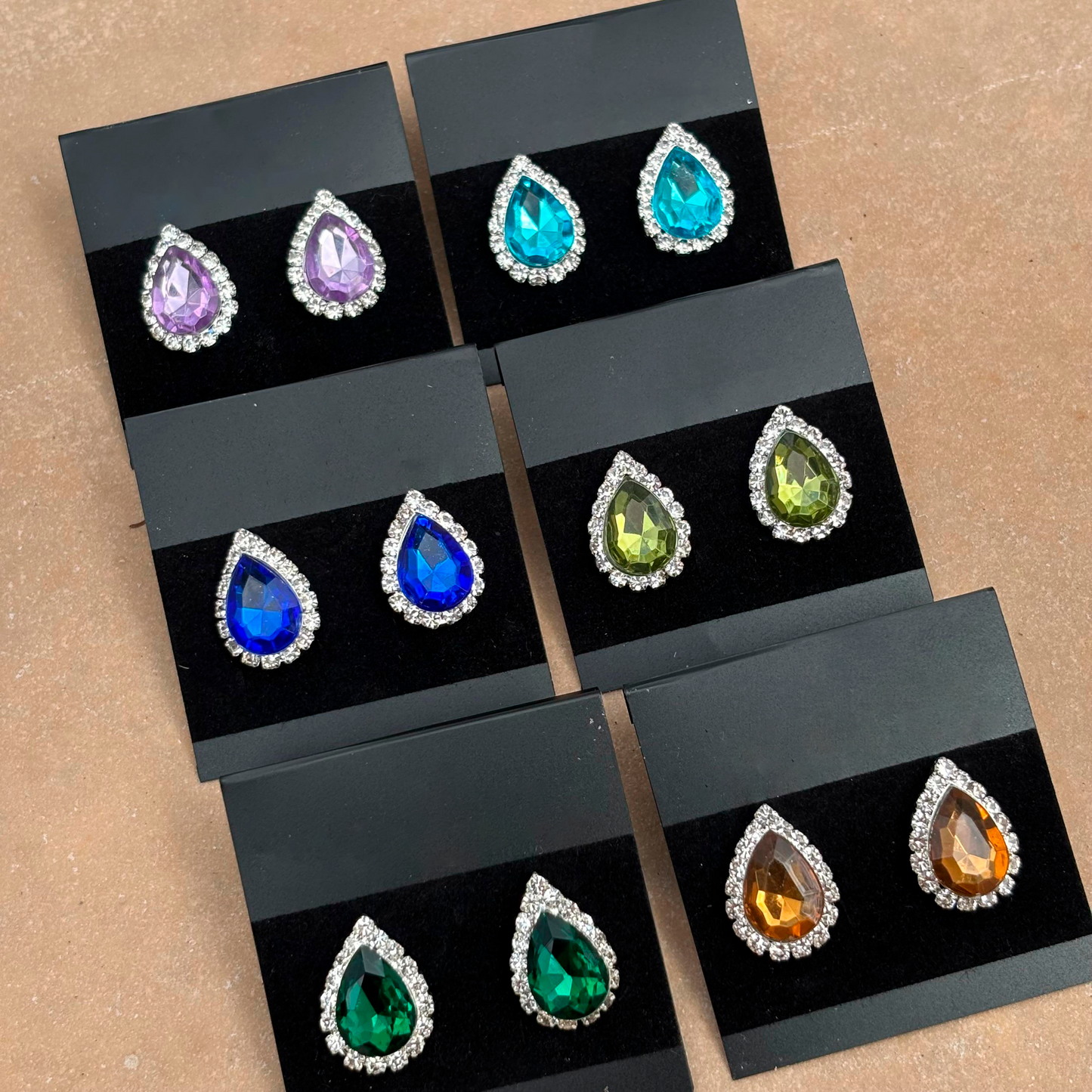 Aretes Gota de Cristal Verde 1i6