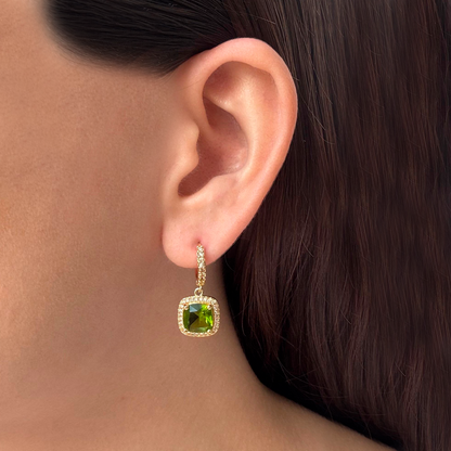 Aretes Arracada Zirconia de Colores Chapa de Oro